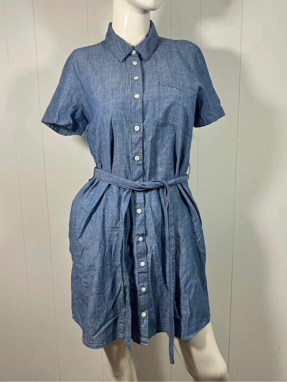 J crew Size 6 Denim Shirt Dress Womens Short Sleeve Button Down Belted Casual